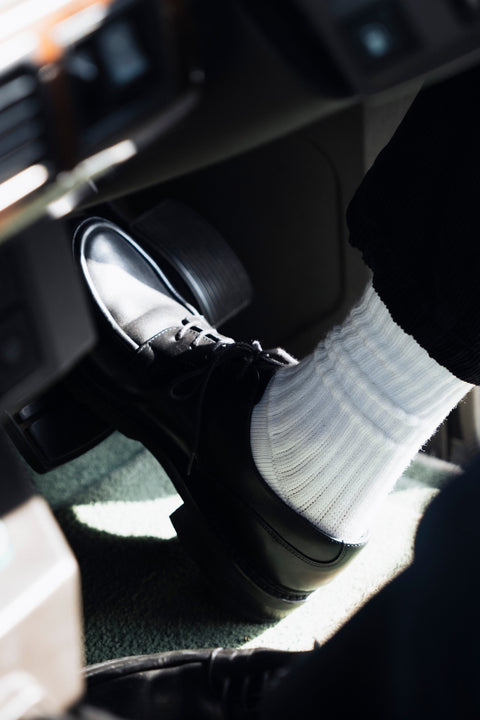 BARAILLE & GARMENTS リブソックス | American Sea Island Cotton Rib Socks White