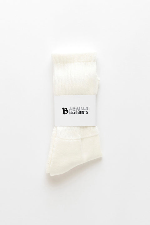 BARAILLE & GARMENTS リブソックス | American Sea Island Cotton Rib Socks White