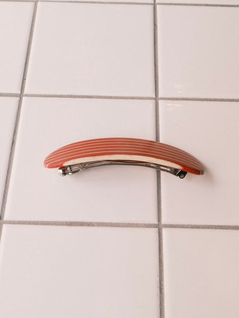 KOSTKAMM バレッタ horizontal stripes red white wood